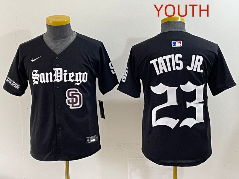 Youth 2025 San Diego Padres #23 Tatis jr Black Five generations Joint Name Nike MLB Jersey style 18->youth mlb jersey->Youth Jersey